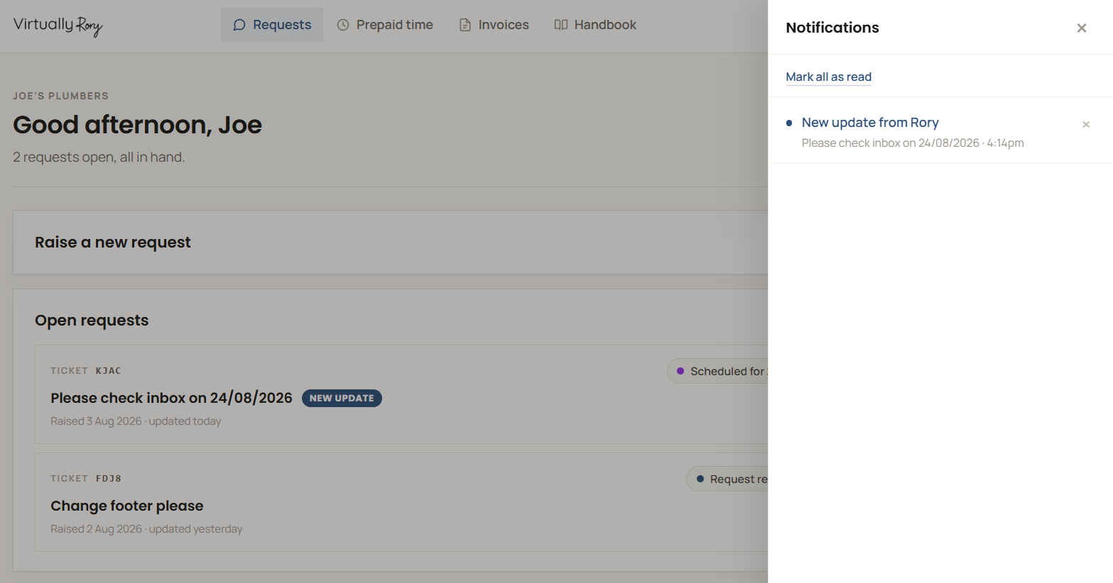 The notification panel, open, listing unseen updates