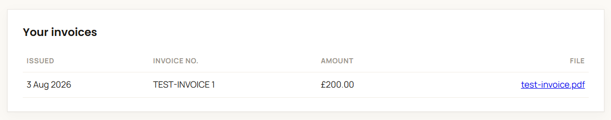 Invoices in the client space